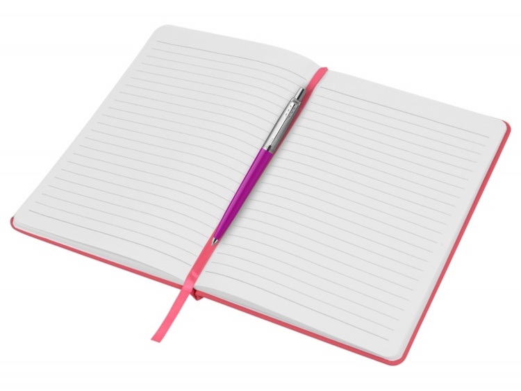 Подарочный набор: Шариковая ручка Parker Jotter ORIGINALS MAGENTA УПАКОВКА БЛИСТЕР и Блокнот розовый А5  с линованными страницами