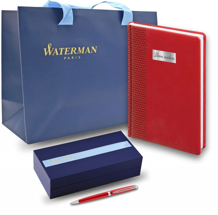 Подарочный набор:Шариковая ручка Waterman Hemisphere Red Comet и Ежедневник Brand недатированный красный