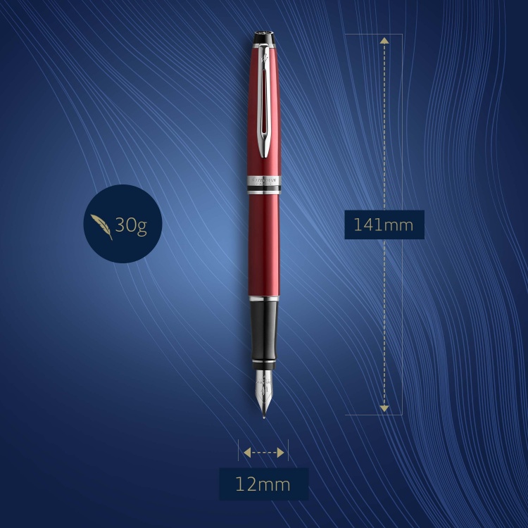 Перьевая ручка Waterman "Expert Dark Red Lacquer CT Black", перо: M, цвет чернил: blue.