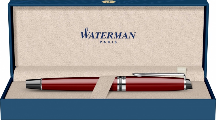 Перьевая ручка Waterman "Expert Dark Red Lacquer CT Black", перо: M, цвет чернил: blue.