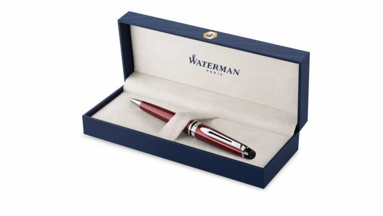 Шариковая ручка Waterman "Expert Dark Red Lacquer CT Black", стержень: M, цвет чернил: blue.