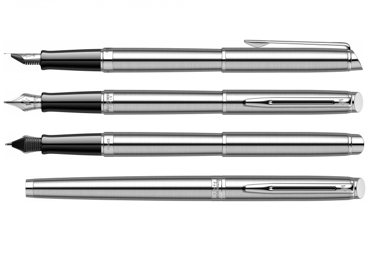 Подарочный набор  Waterman Hemisphere с перьевой ручкой и чехлом Stainless Steel CT перо M