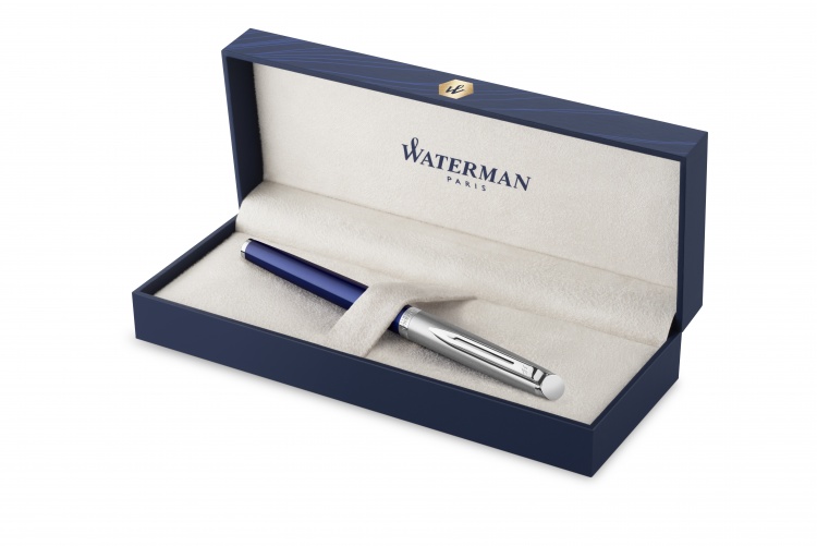 Ручка-роллер Waterman Hemisphere Entry Point Stainless Steel with Blue Lacquer в подарочной упаковке