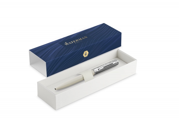 Шариковая ручка Waterman Graduate Allure Deluxe White, стержень: M, цвет чернил: blue, в падарочной упаковке.