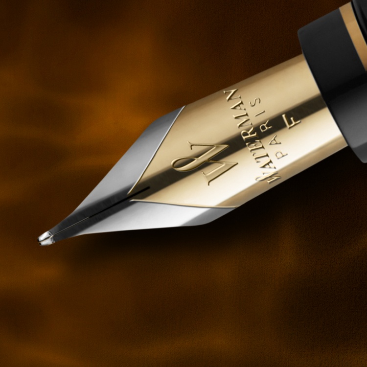 Перьевая ручка Waterman Reflections of Paris Expert DeLuxe Black GT, перо M, чернила: blue в подарочной коробке