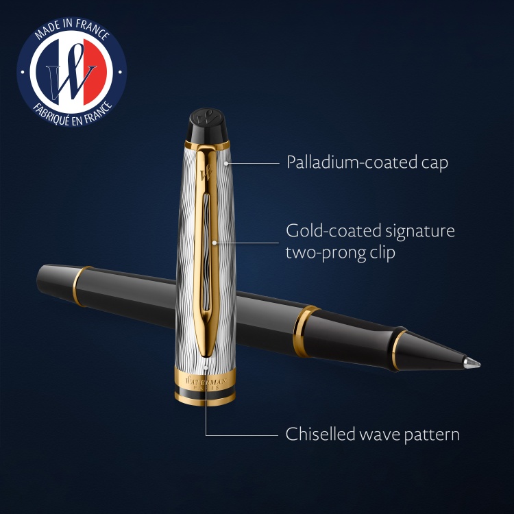 Ручка-роллер Waterman Reflections of Paris Expert DeLuxe Black GT Fblack в подарочной коробке