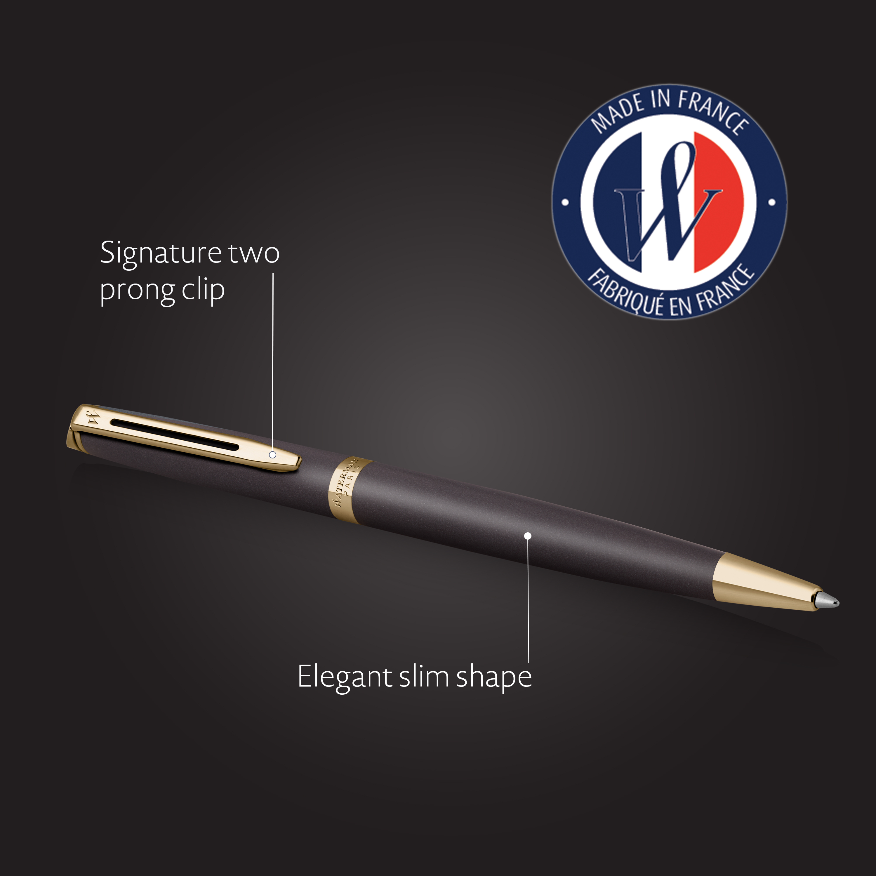 Ручка шариковая Waterman "Hemisphere Metallic Black Lacquer GT" синяя, 1,0мм, подарочная упаковка