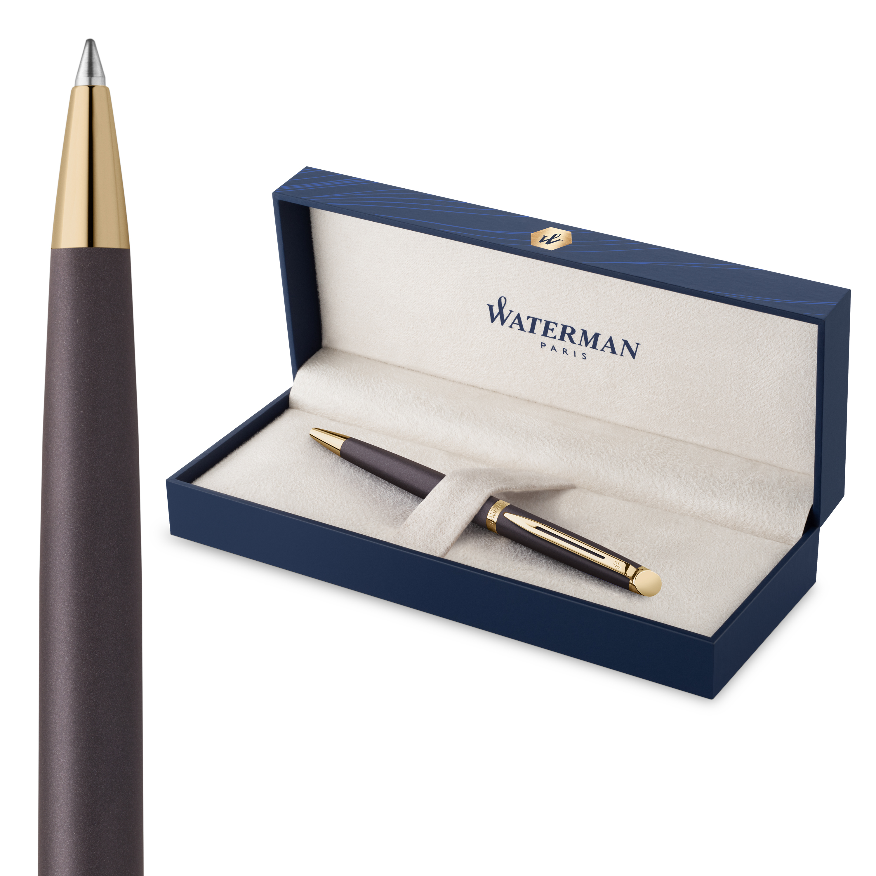 Ручка шариковая Waterman "Hemisphere Metallic Black Lacquer GT" синяя, 1,0мм, подарочная упаковка