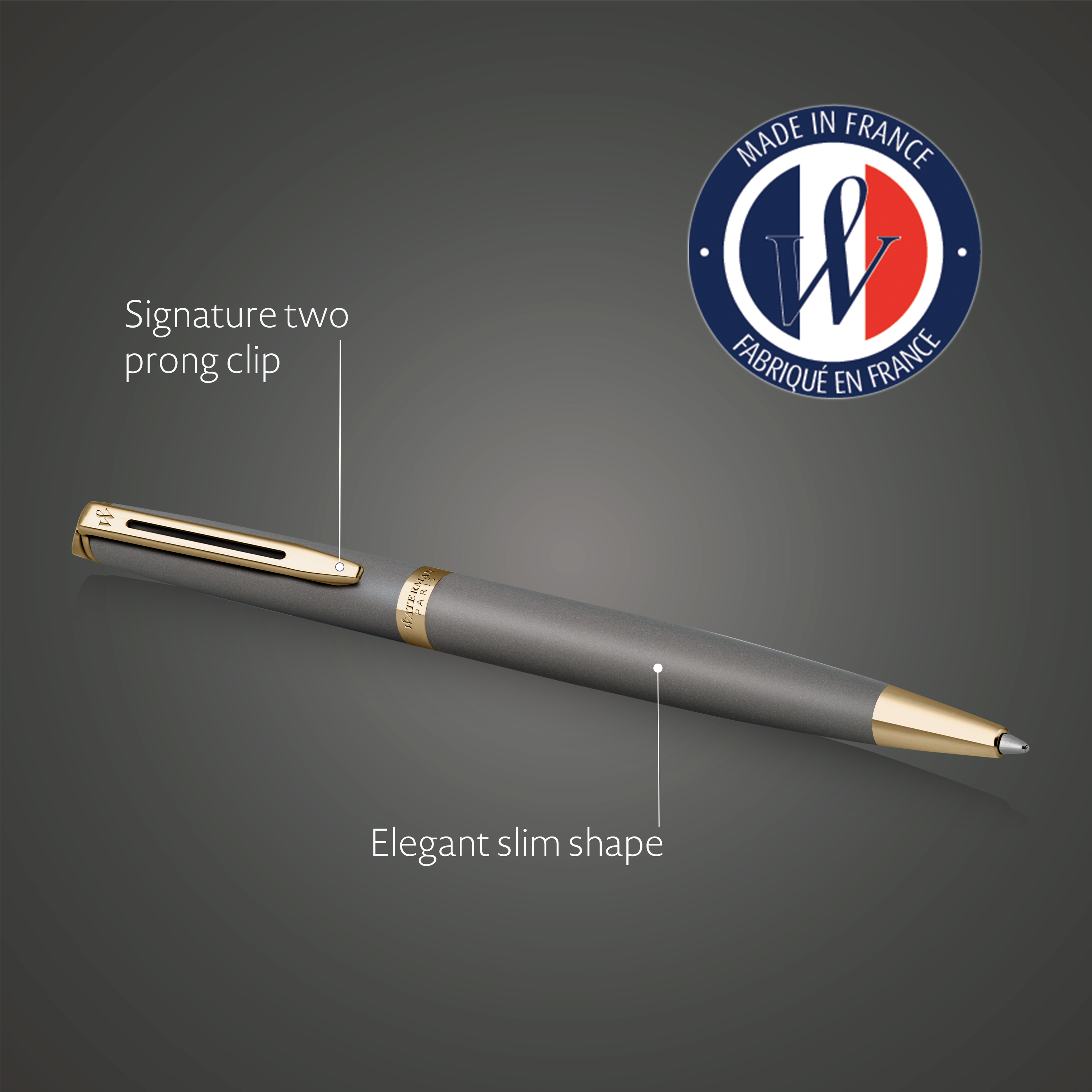 Ручка шариковая Waterman "Hemisphere Metallic Grey Lacquer GT" синяя, 1,0мм, подарочная упаковка