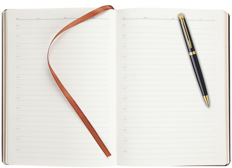 Подарочный набор: Шариковая ручка Waterman Hemisphere Mars Black GT и Ежедневник недатированный коричневый золотой срез
