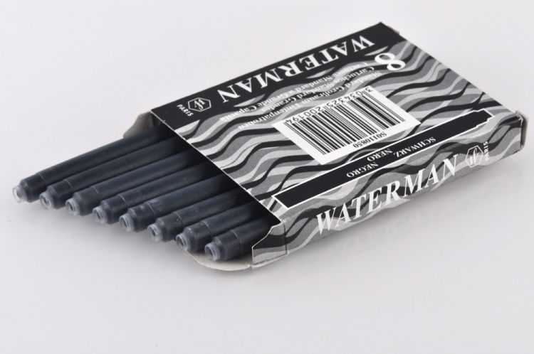 Чернила в картридже З/ч. Waterman Ink cartridge Standard Black  (в упаковке 8 картриджей)