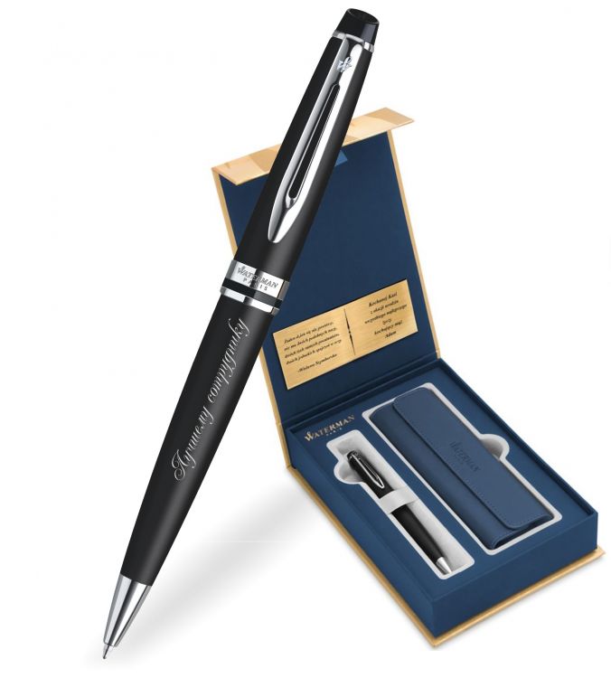 Подарочный набор: Чехол и Шариковая ручка Waterman Expert Essential, Black CT
