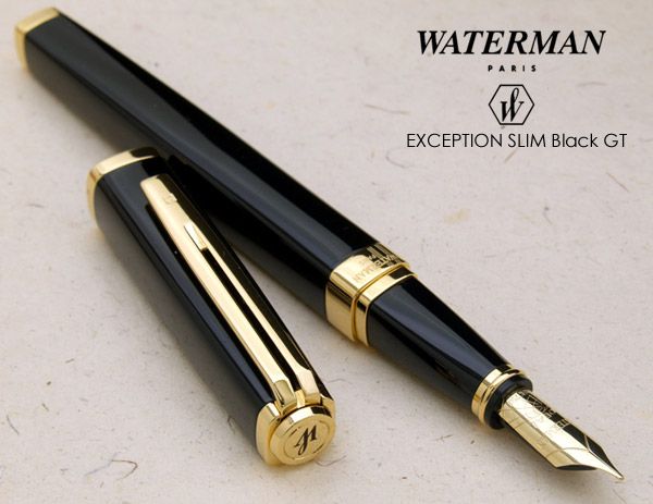 Перьевая ручка Waterman Exception, цвет: Slim Black GT, перо: F