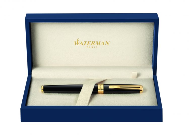 Ручка-роллер Waterman Exception, цвет: Slim Black GT, стержень: Fblk (TF)