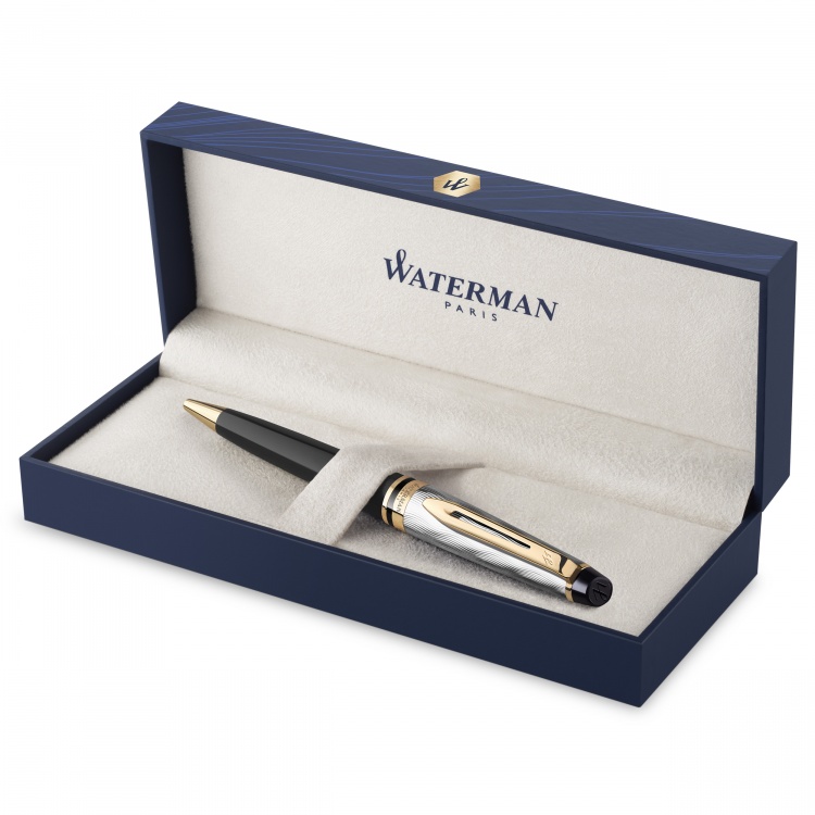 Шариковая ручка Waterman Reflections of Paris Expert DeLuxe Black GT (толщина линии M) чернила син. в подарочной коробке