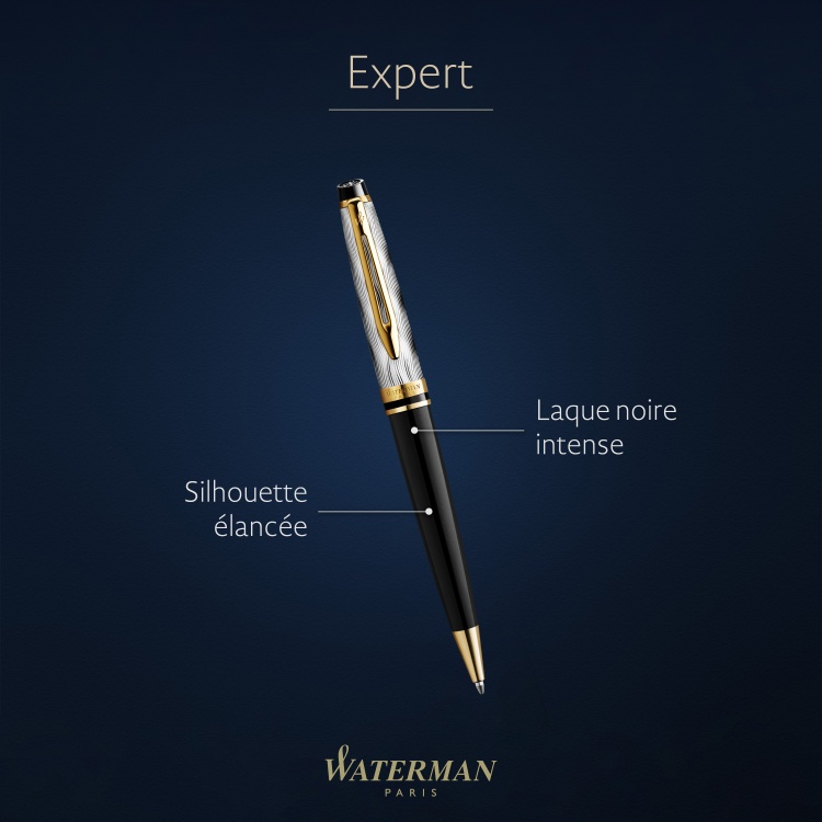 Шариковая ручка Waterman Reflections of Paris Expert DeLuxe Black GT (толщина линии M) чернила син. в подарочной коробке