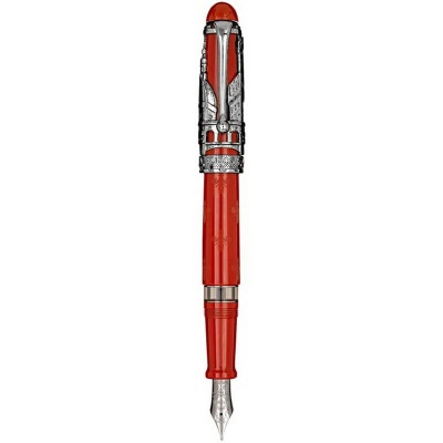 AU800-AFF Aurora Firenze. Перьевая ручка Aurora Firenze Red Solid Silver, перо - F, в подарочной коробке