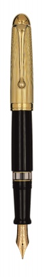 AU801-M Aurora Millerighe. Перьевая ручка Aurora Ottantotto Millerighe black GT, перо - М, в подарочной коробке