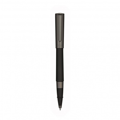 AUT10-CRN Aurora TU Metal Cap. Tu fountain pen, ruthenium satin cap and ruthenium trims. Black satin barrel.