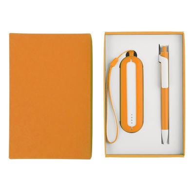 HG184061180 Набор SEASHELL-1:универсальное зарядное устройство(2000 mAh) и ручка в подарочной коробке,оранжевый