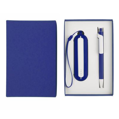 HG184061183 Набор SEASHELL-1:универсальное зарядное устройство(2000 mAh) и ручка в подарочной коробке,синий