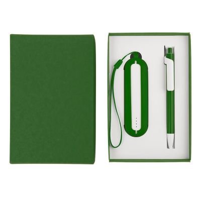 HG184061186 Набор SEASHELL-1:универсальное зарядное устройство(2000 mAh) и ручка в подарочной коробке,зеленый