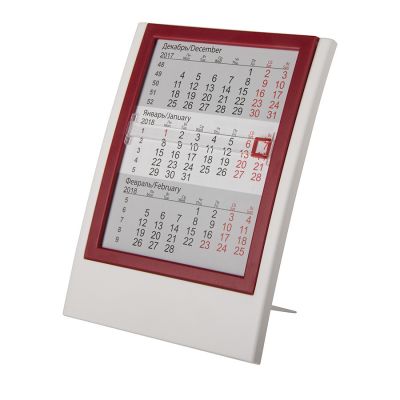 HG15091399 Walz. Календарь настольный на 2 года; белый с красным; 12,5х16 см; пластик; шелкография, тампопечать