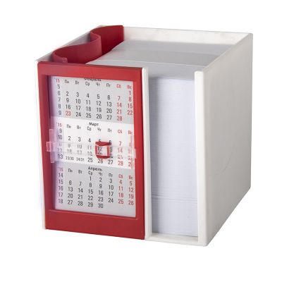 HG15091400 Walz. Календарь настольный  на 2 года с кубариком; белый с красным; 11х10х10 см; пластик; шелкография, там