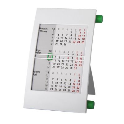 HG15091402 Walz. Календарь настольный на 2 года; белый с зеленым; 18х11 см; пластик; тампопечать, шелкография