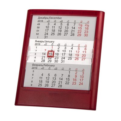 HG15091408 Walz. Календарь настольный на 2016 год; прозрачно-красный; 12,5х16 см; пластик; тампопечать, шелкография