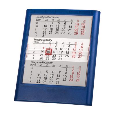 HG15091409 Walz. Календарь настольный на 2016 год; прозрачно-синий; 12,5х16 см; пластик; тампопечать, шелкография