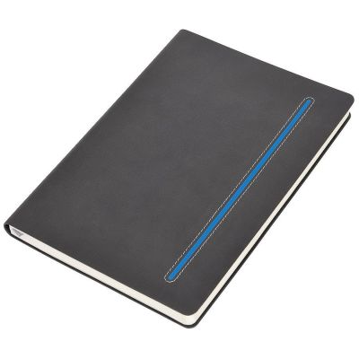 HG1509717 Бизнес-блокнот А5  "Elegance",  серый  с синей вставкой, мягкая обложка,  в клетку