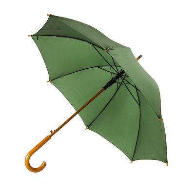 HG1701511426 Зонт-трость механический, деревянная ручка, нейлон, D=105, зелёный