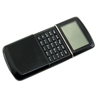HG151182496 Калькулятор с календарем; черный; 6,2х10х1,5 см; пластик; тампопечать