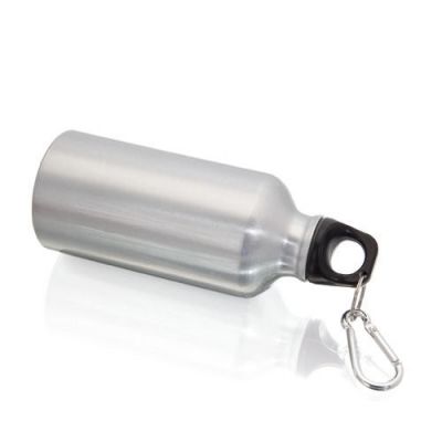 HG170151313 Бутылка для воды "Mento", алюминиевая, с карабином, 400 мл., серебро