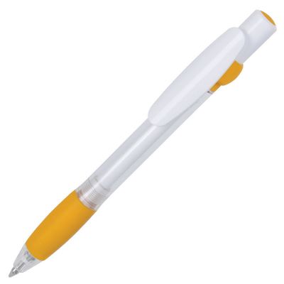 HG8B-YEL59 Lecce Pen ALLEGRA. ALLEGRA SWING, ручка шариковая, желтый/белый, прозрачный корпус, белый барабанчик, пластик