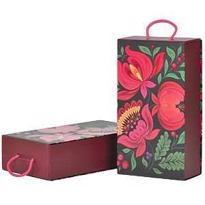 HG15091813 Коробка подарочная  "Калинка", складная с ручкой,  31,5х18х8 см,  кашированный картон