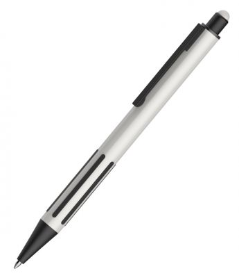 HG184061104 B1. IMPRESS TOUCH, ручка шариковая со стилусом, белый/черный, алюминий, пластик, прорезиненный грип