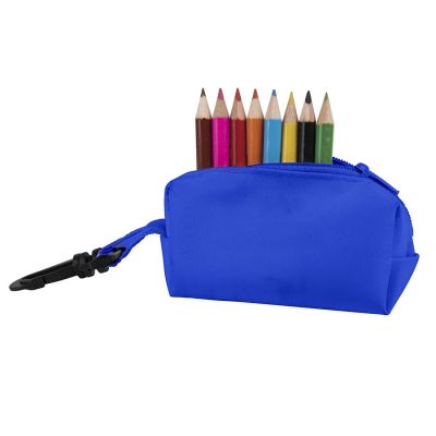 HG184061324 Набор цветных карандашей (8шт) с точилкой MIGAL в чехле, синий, 4,5х10х4 см, дерево, полиэстер