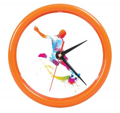 HG1509838 Rusgifts. Часы настенные "PRINT" разборные ;  оранжевый, D24,5 см; пластик