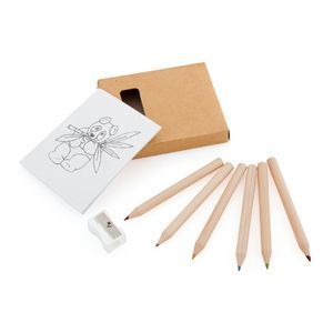 HG1509339 Набор цветных карандашей с раскрасками и точилкой, 7,4х9х1,5см, дерево, картон, бумага