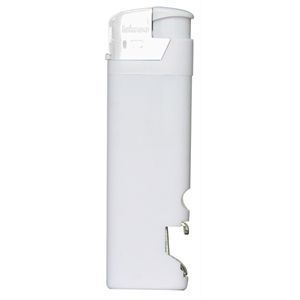 HG15092227 Зажигалка пьезо ISKRA с открывалкой, белая, 8,2х2,5х1,2 см, пластик/тампопечать
