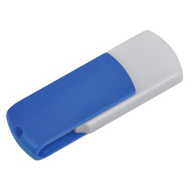 HG10U-WHT12 Rusgifts. USB flash-карта "Easy" (8Гб),белая с синим, 5,7х1,9х1см,пластик