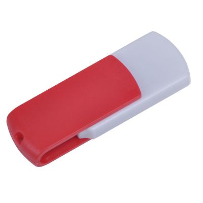 HG10U-WHT13 Rusgifts. USB flash-карта "Easy" (8Гб),белая с красным, 5,7х1,9х1см,пластик