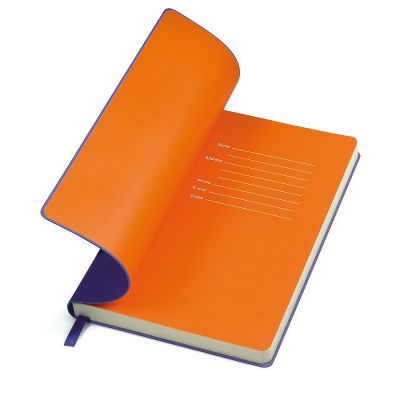 HG15091253 Бизнес-блокнот "Funky" фиолетовый с оранжевым форзацем, мягкая обложка,  линейка