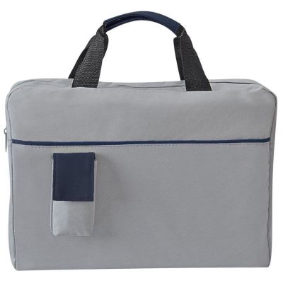HG15092564 Конференц-сумка "Sense"; серый с синим; 37х27x8 см; полиэстер; шелкография