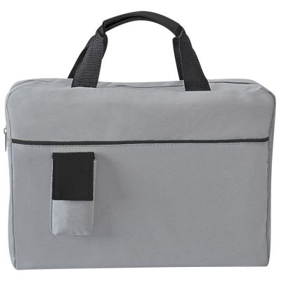 HG15092566 Конференц-сумка "Sense"; серый с черным; 37х27x8 см; полиэстер; шелкография