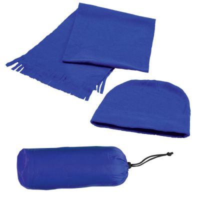 HG151182798 Флисовый набор "Winter" шапка и шарф в чехле, синий, флис, 180 гр/м2