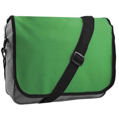 HG15092198 Конференц-сумка "College"; серый с зеленым; 38х30х9,5 см; полиэстер; шелкография