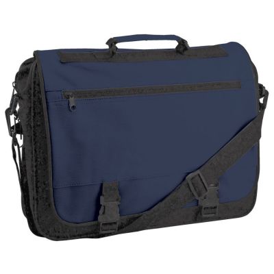 HG1701511424 Конференц-сумка "Expo"; черный с синим; 39х29х9 см; полиэстер
